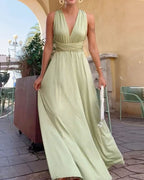 Elegant Cross-Strap Solid Color Dress