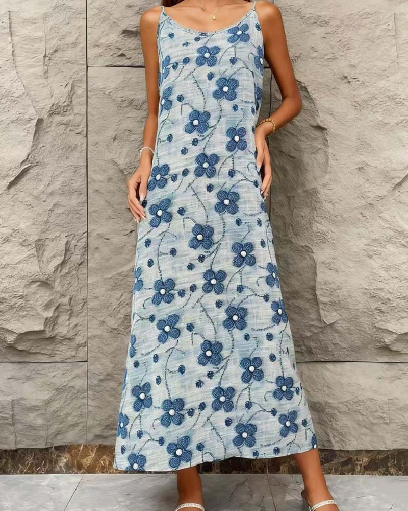 French Style Slip Dress A-line Maxi Skirt