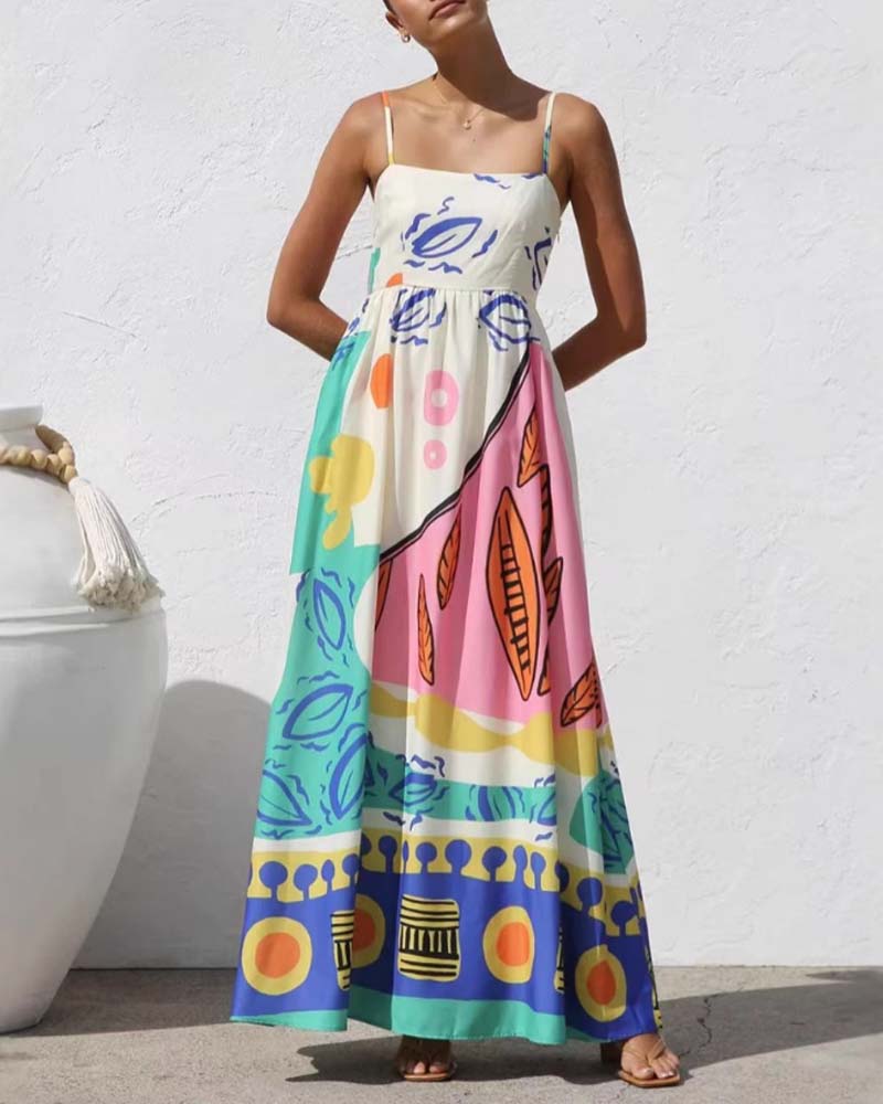Bohemian Resort Style Printed Sundress