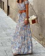 Off-the-shoulder Short-sleeved Bohemian Dress
