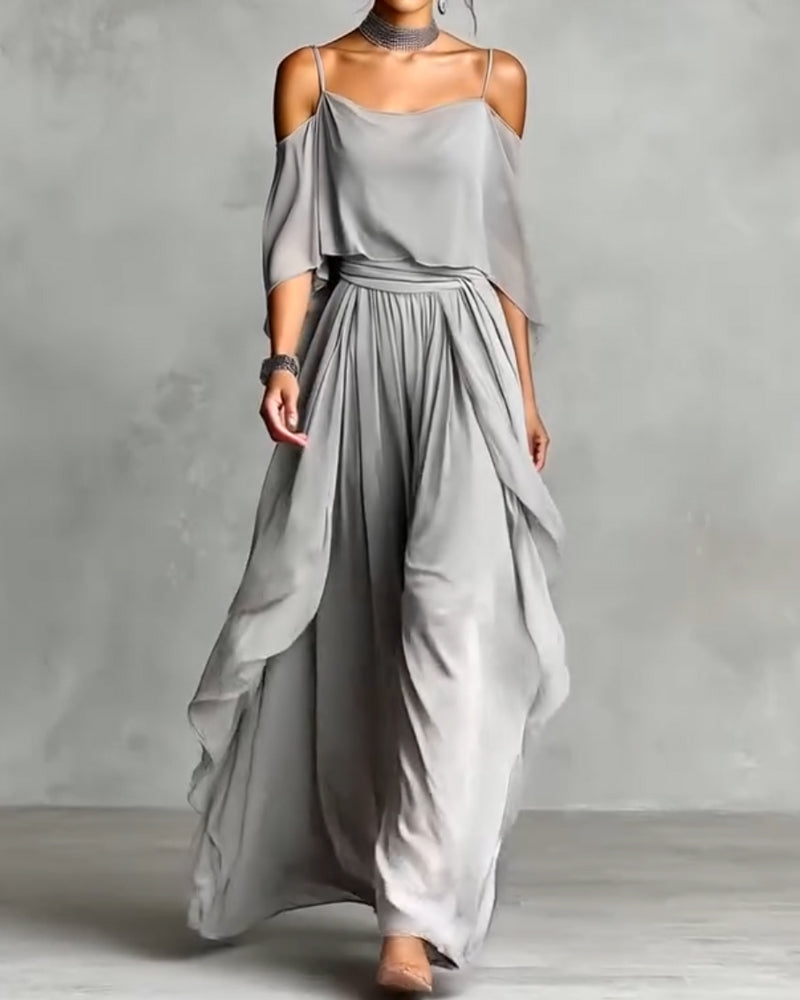 Elegant Solid Color Flowing Dress