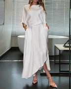 Round neck casual solid color dress