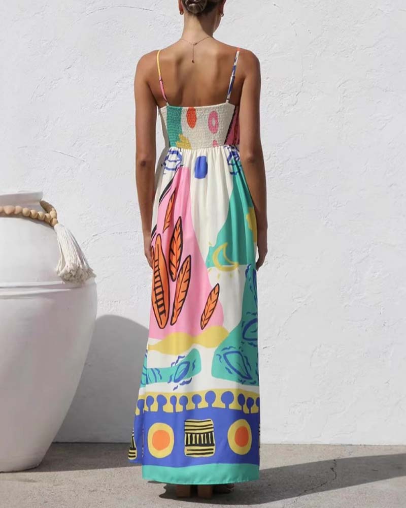 Bohemian Resort Style Printed Sundress