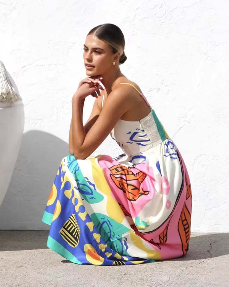 Bohemian Resort Style Printed Sundress