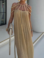 Casual off-shoulder solid color dress