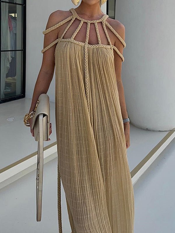 Casual off-shoulder solid color dress
