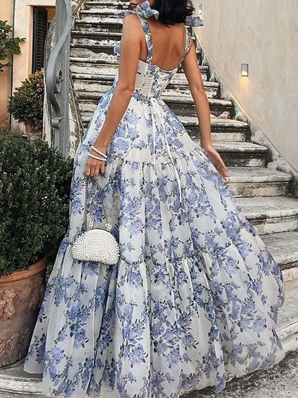 MISMI Ruffled tie-up printed dress