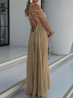 Casual off-shoulder solid color dress