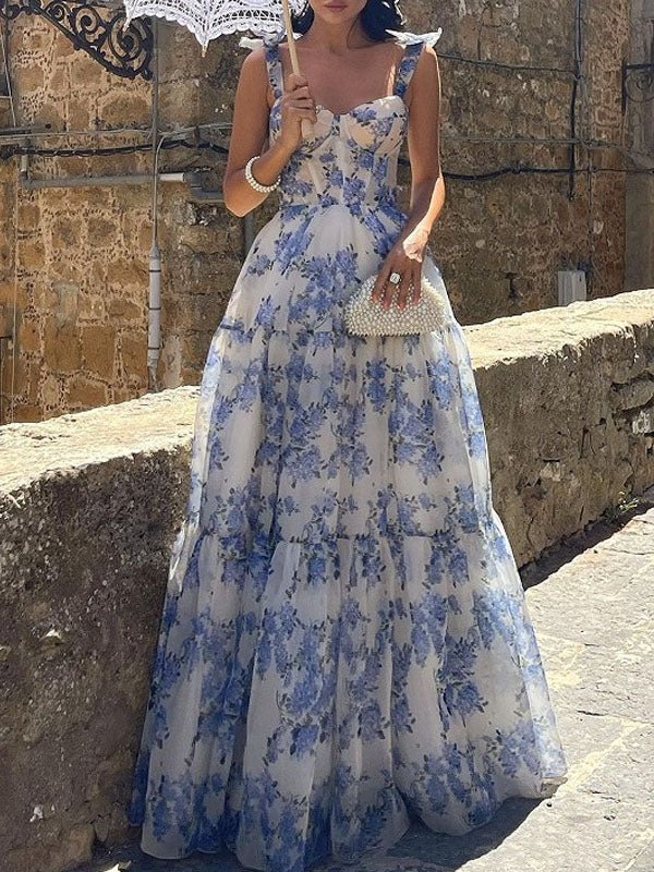 MISMI Ruffled tie-up printed dress