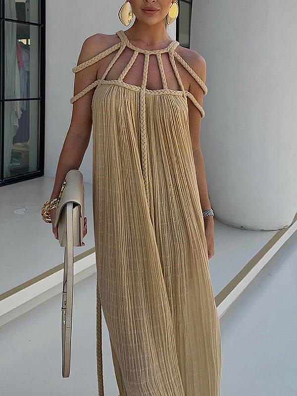 Casual off-shoulder solid color dress