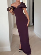 Elegant off-shoulder solid color dress