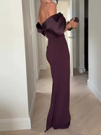 Elegant off-shoulder solid color dress