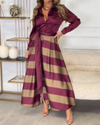 Collared short-sleeved tie dress