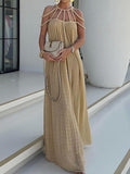 Casual off-shoulder solid color dress