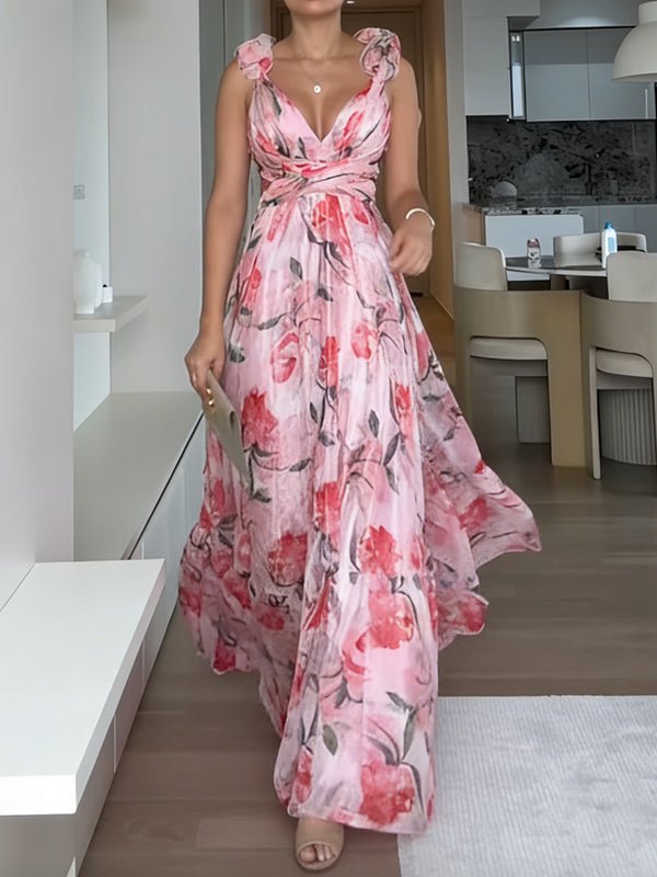 Chiffon Print Tie-Waist Dress