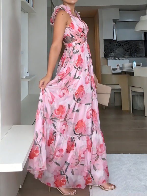 Chiffon Print Tie-Waist Dress