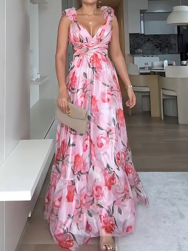 Chiffon Print Tie-Waist Dress