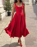 Elegant sleeveless solid color dress