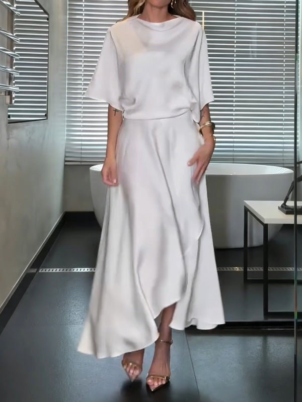 Round neck casual solid color dress