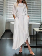 Round neck casual solid color dress