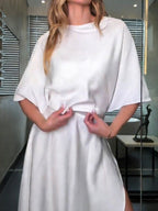 Round neck casual solid color dress