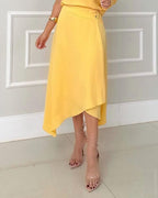 One-shoulder solid color casual dress