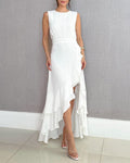 Sleeveless solid color slit dress